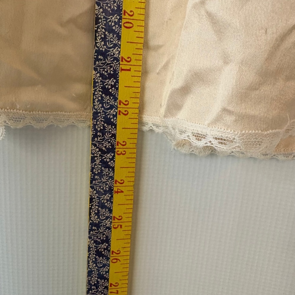 Vintage Lingerie Slip Skirt Top 3 pc Set Champagne Lace Trim Boudoir Loungewear - Picture 7 of 16